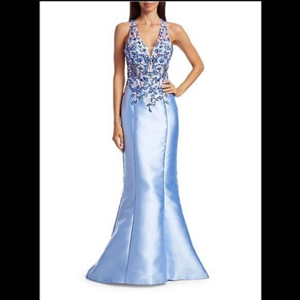 Basix Black Label Sleeveless Embroidered Gown US 12 $600